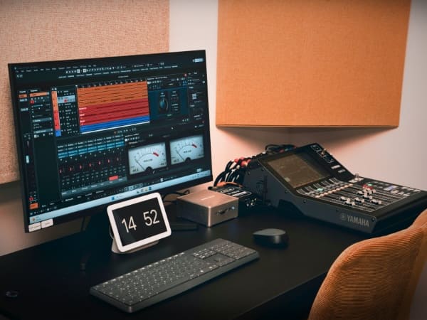 One of the music production computers at Drop Studio