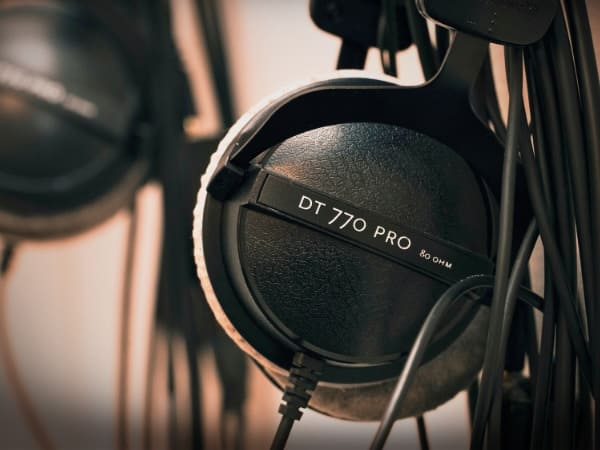 Close-up of professional studio headset